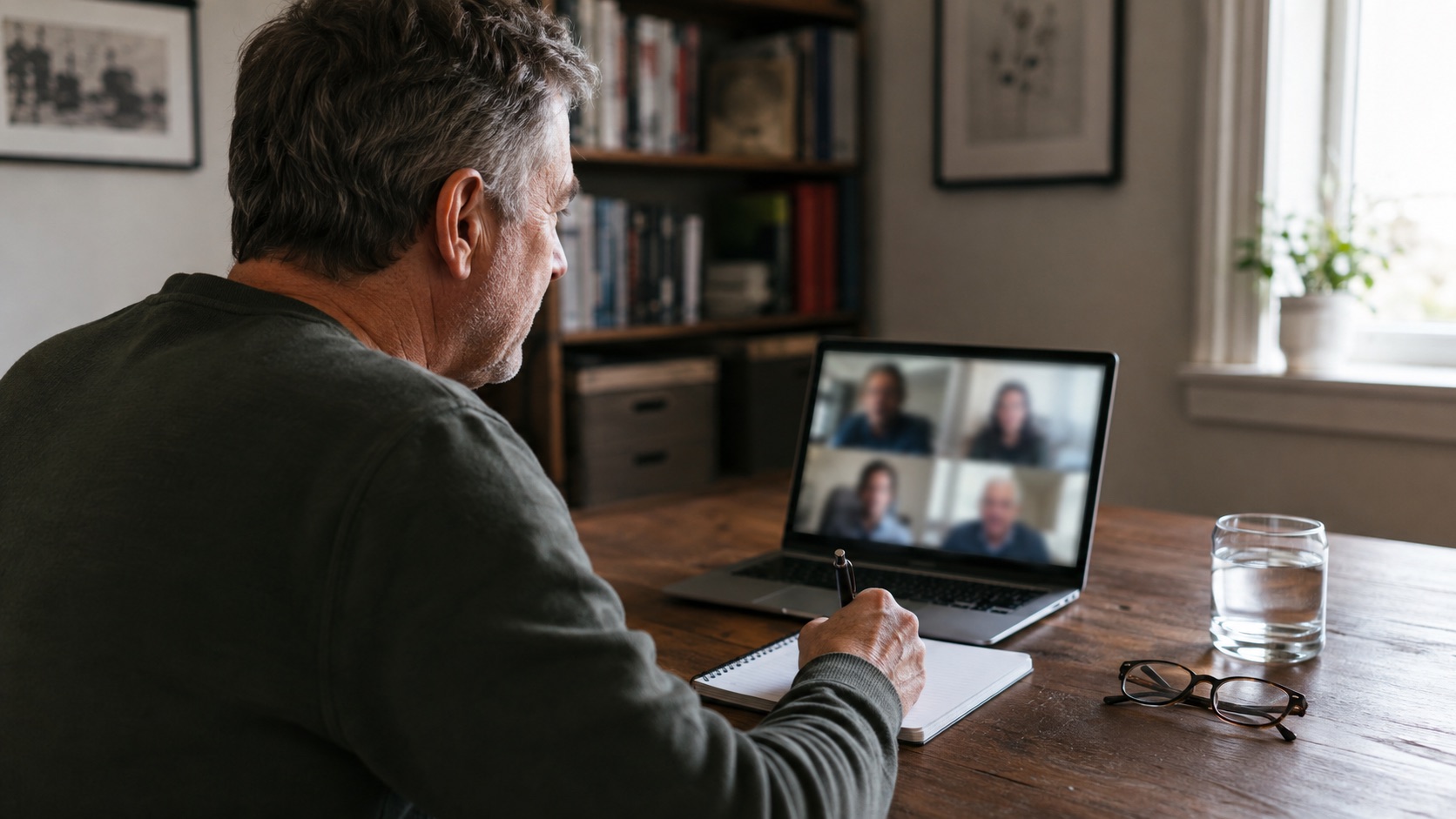 Paid research participant joining an online discussion from home